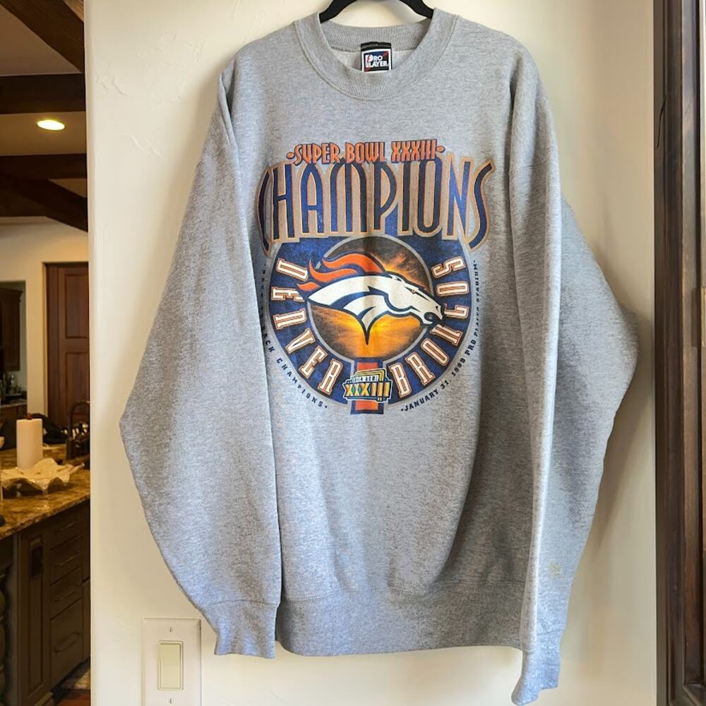 Vintage 90s Denver Broncos NFL Super Bowl XXXIII Champions Crewneck Unisex XL